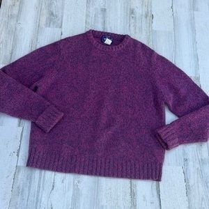 WOOLRICH Wool Sweater Small Pullover Long Sleeves Crewneck Blend Marled Blue Red